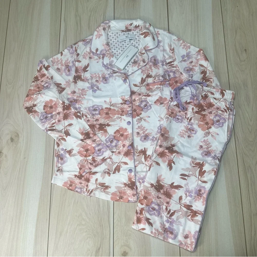 Karen Neuburger Women's Pajama Set‎ RLK0336 Natural Floral 2PC NWT Size Small